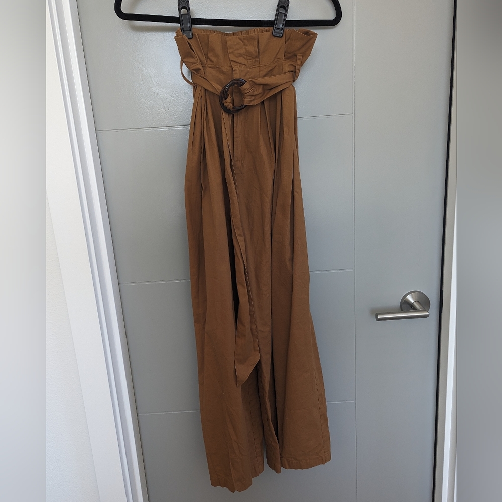 Light Brown Culottes Paper Bag Pants